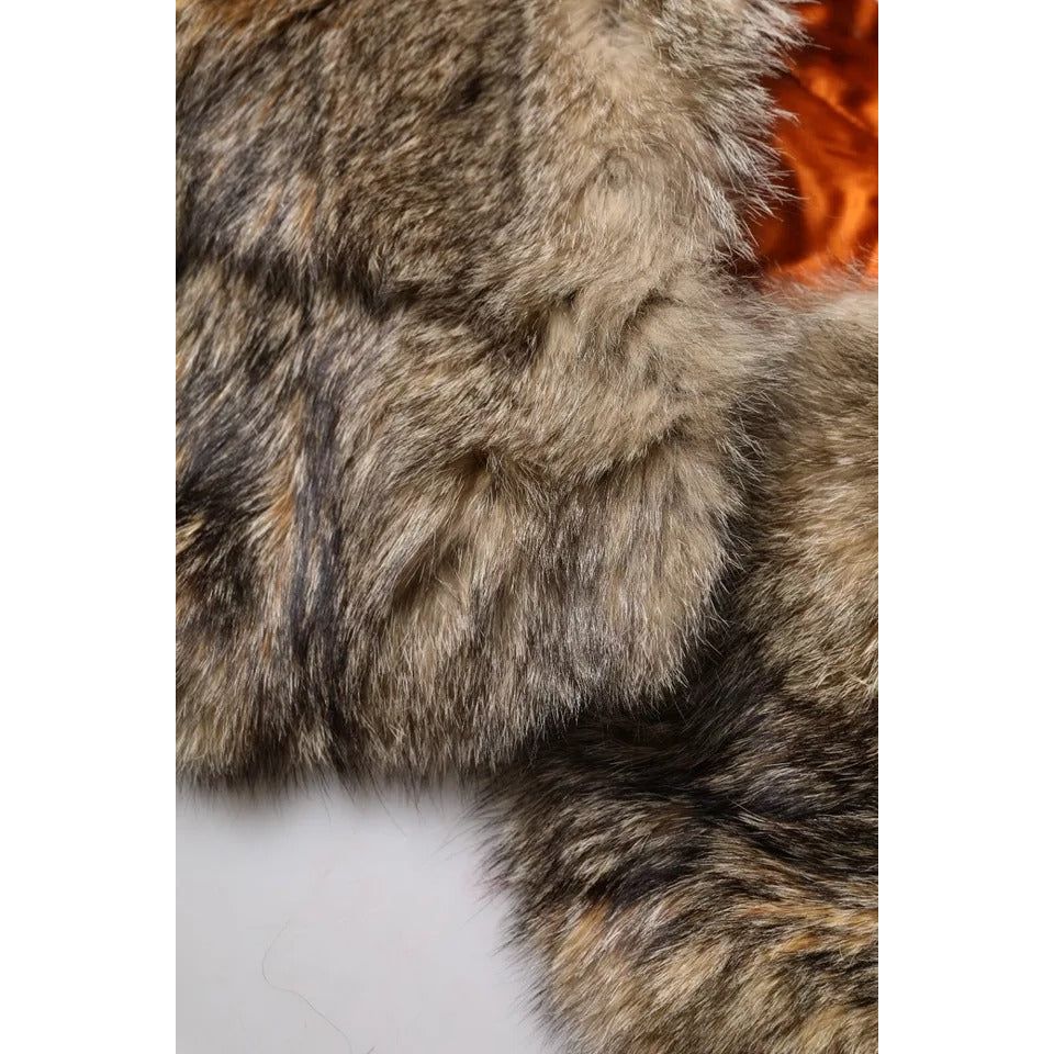Dolce & Gabbana Brown Fur Shoulder Collar Neck Wrap Scarf MS7103
