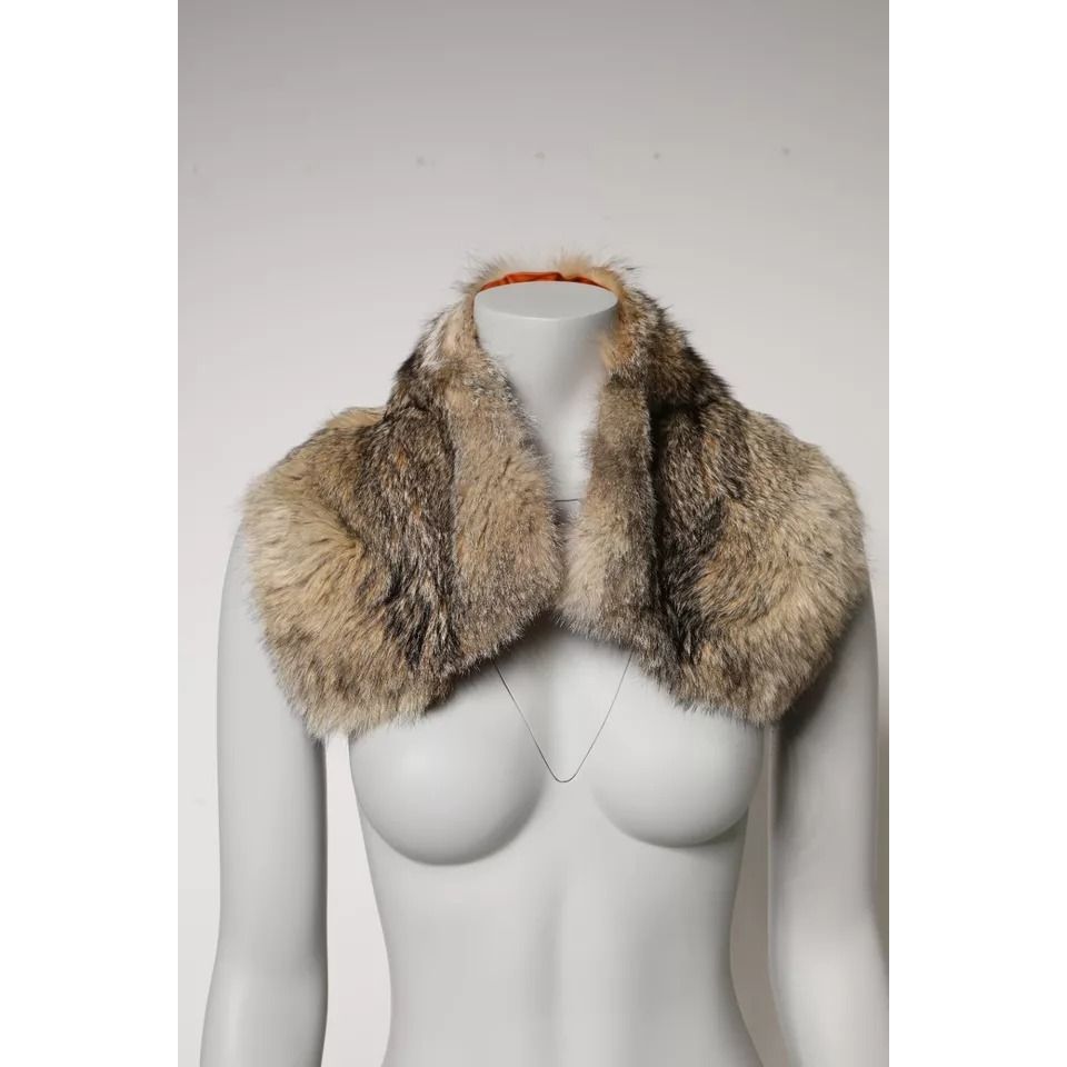 Dolce & Gabbana Brown Fur Shoulder Collar Neck Wrap Scarf