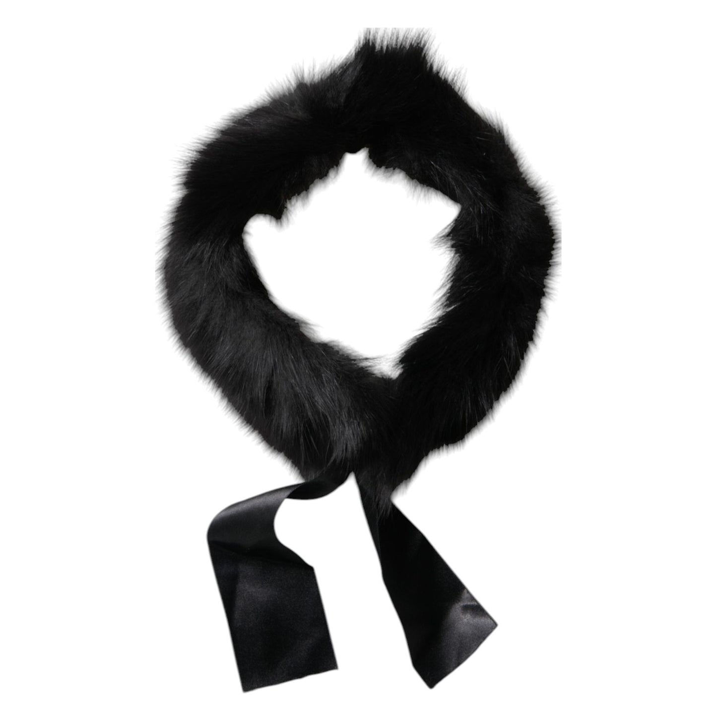 Dolce & Gabbana Black Fur Shoulder Collar Wrap Shawl Scarf MS7112