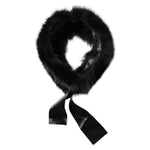 Dolce & Gabbana Black Fur Shoulder Collar Wrap Shawl Scarf MS7112