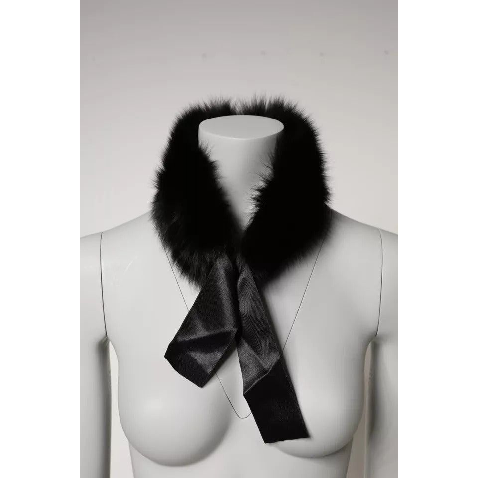 Dolce & Gabbana Black Fur Shoulder Collar Wrap Shawl Scarf MS7112