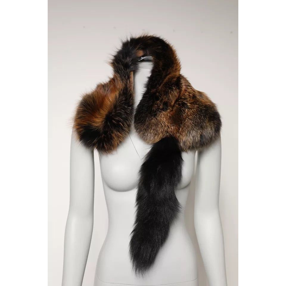 Dolce & Gabbana Brown Red Fox Fur Neck Warmer Winter Scarf MS7115
