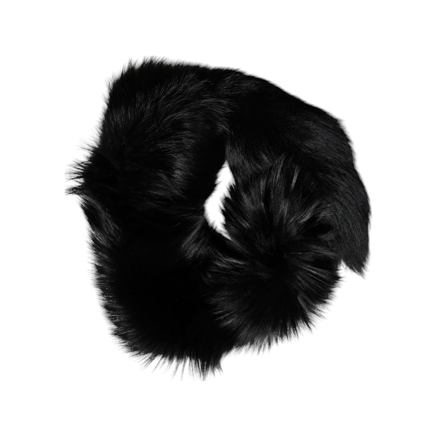 Dolce & Gabbana Black Fox Fur Neck Wrap Warmer Winter Scarf MS7117