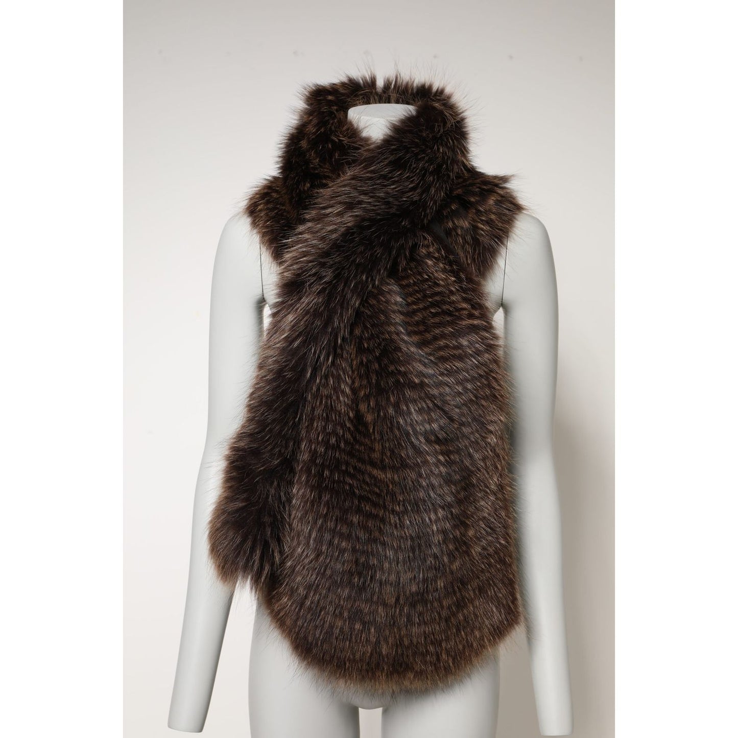 Dolce & Gabbana Brown Raccoon Fur Neck Warmer Winter Scarf MS7124