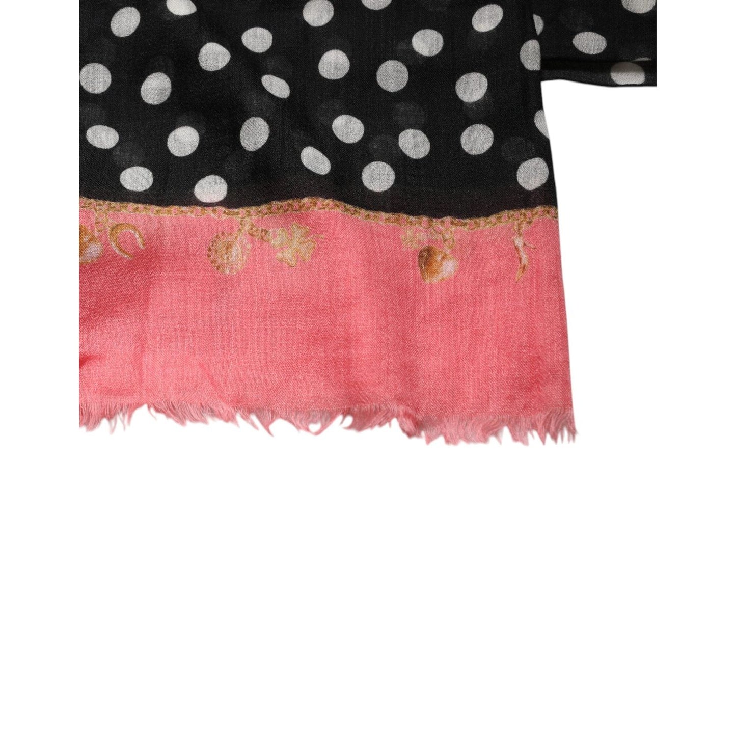 Dolce & Gabbana Black White Polka Dots Fringes Wrap Scarf MS7159