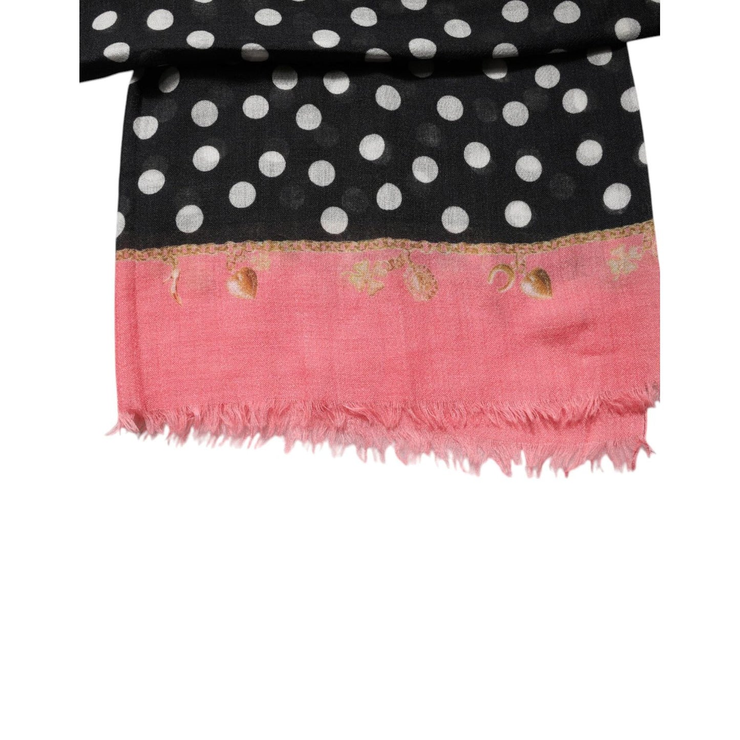 Dolce & Gabbana Black White Polka Dots Fringes Wrap Scarf MS7160