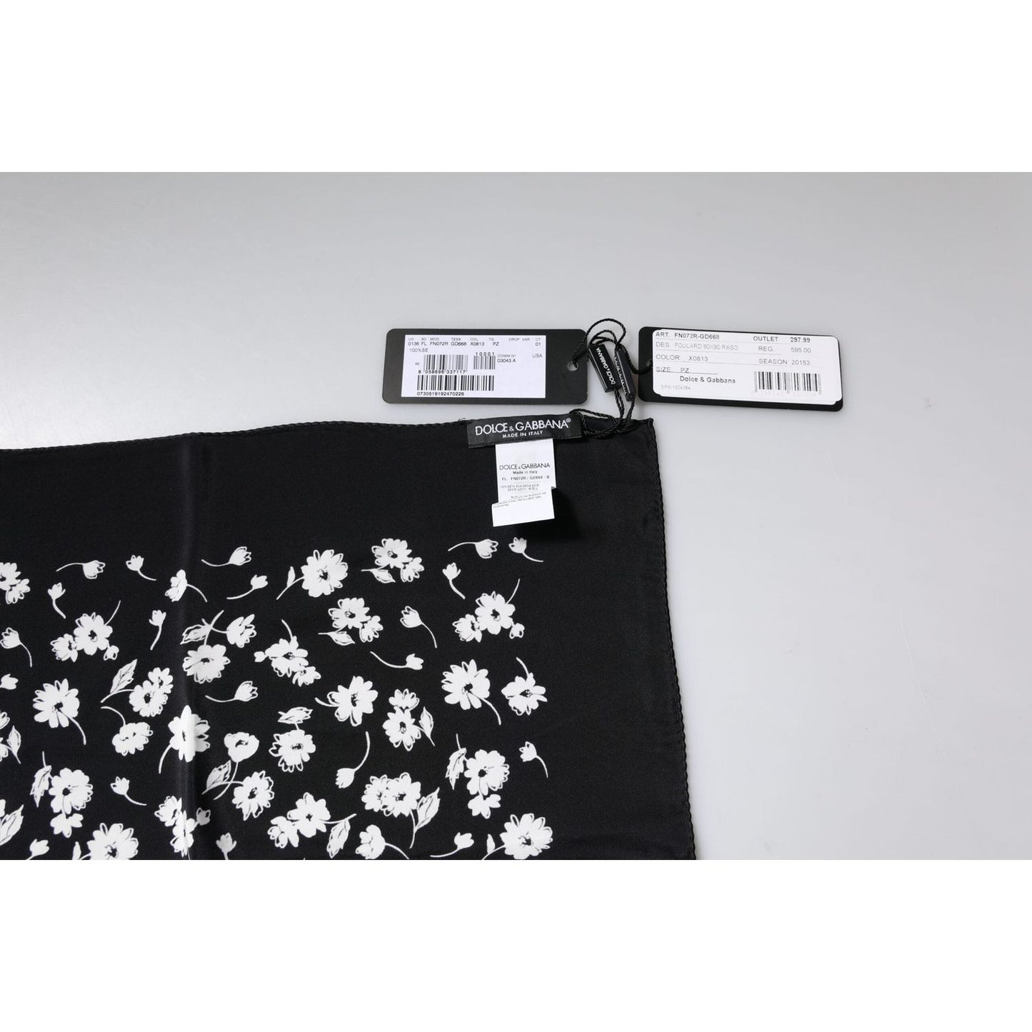 Dolce & Gabbana Black Floral Silk Square Wrap Shawl Scarf MS7194