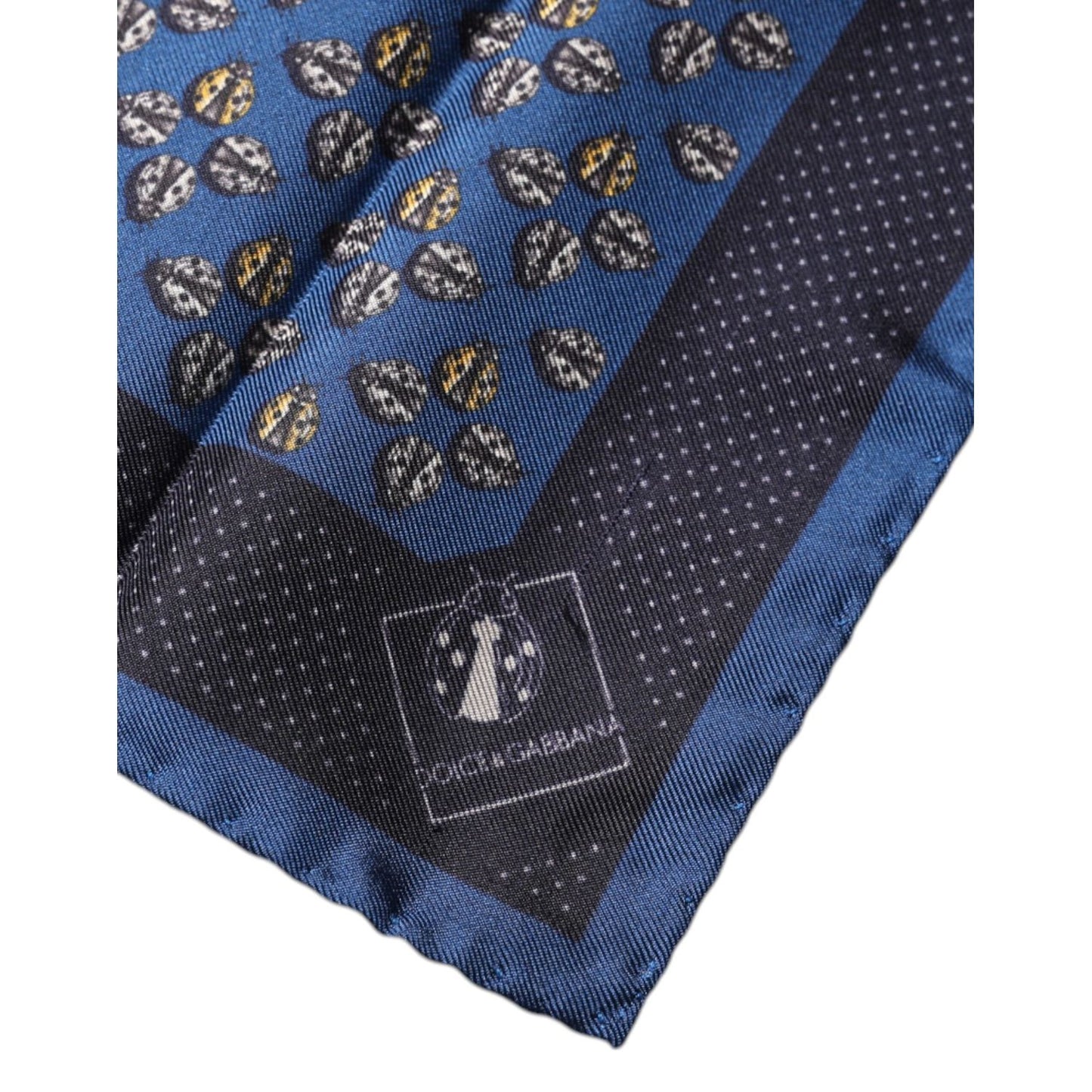 Dolce & Gabbana Blue Lady Bug Silk Square Handkerchief Scarf MS7290
