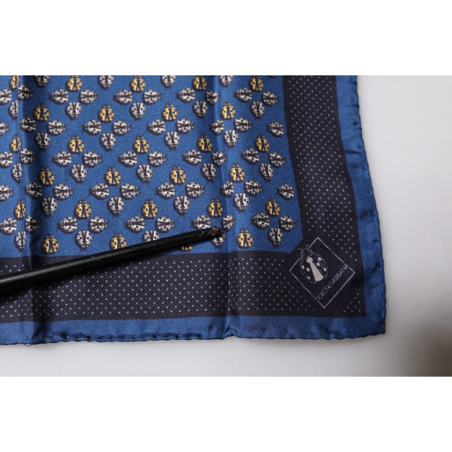 Dolce & Gabbana Blue Lady Bug Silk Square Handkerchief Scarf MS7290