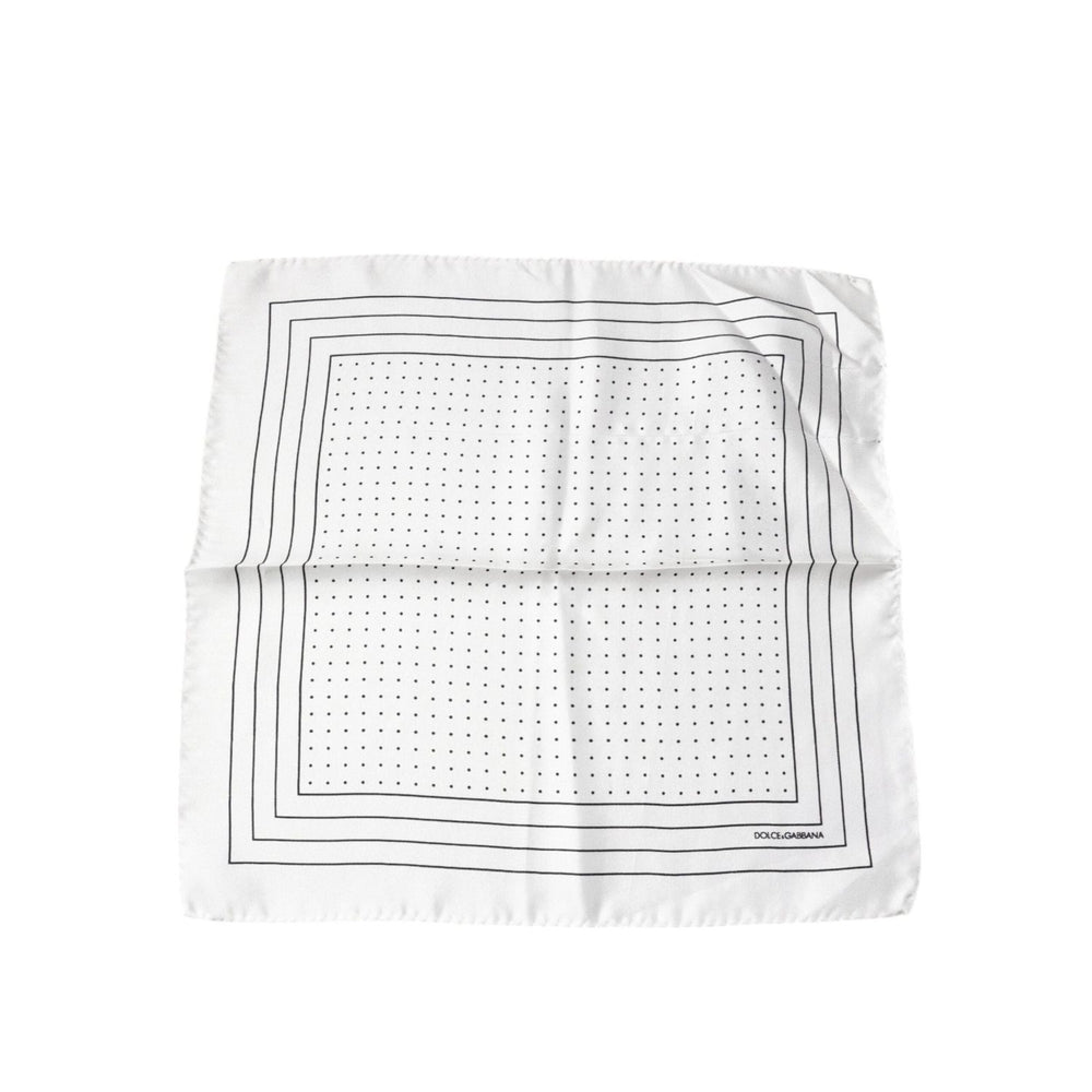 Dolce & Gabbana White Polka Dots Square Handkerchief Scarf MS7316