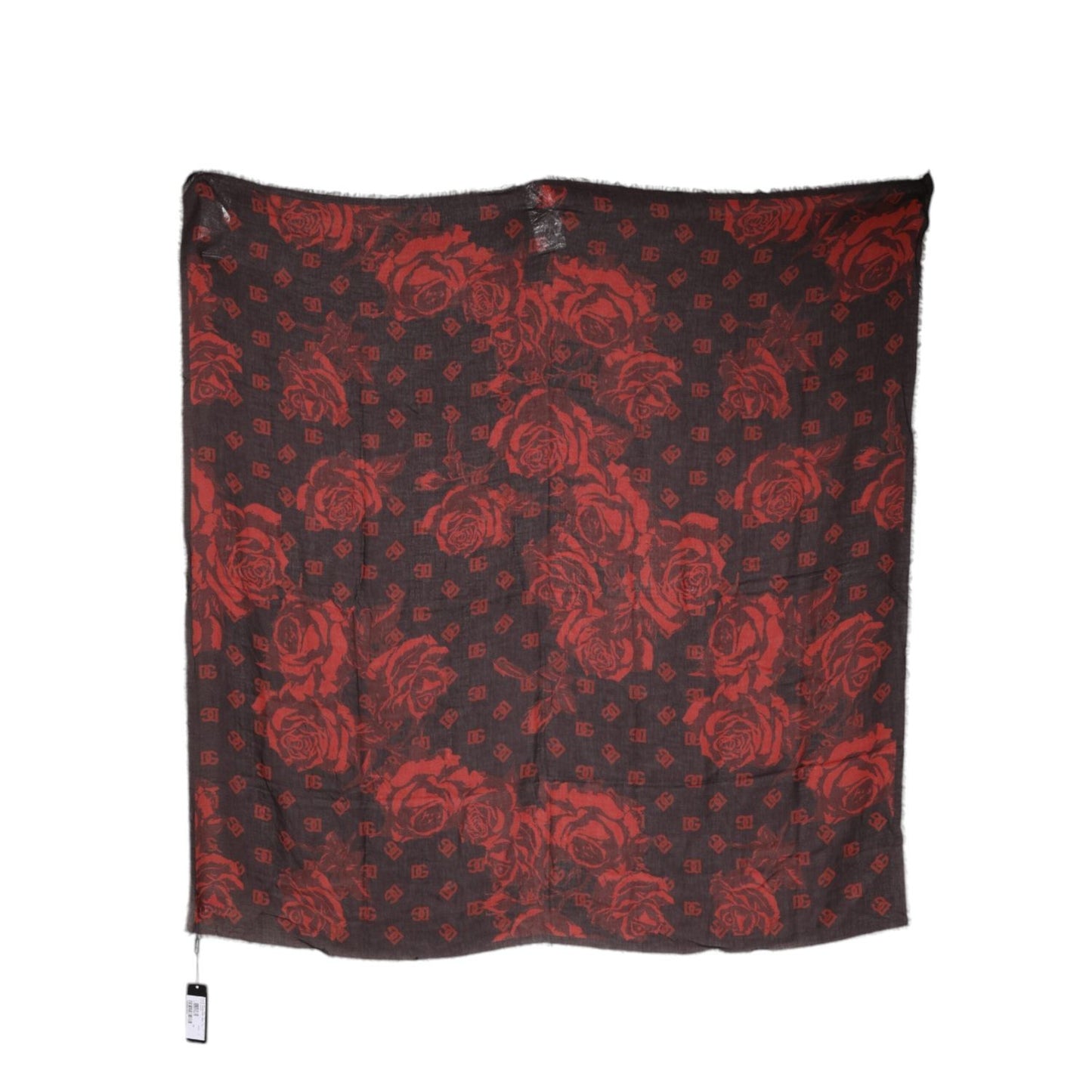 Dolce & Gabbana Black Red Floral Modal Wrap Shawl Scarf MS7432