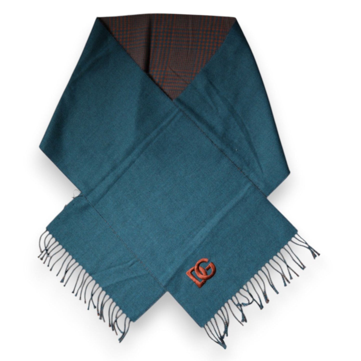 Dolce & Gabbana Blue Green Wool Fringes Wrap Shawl Scarf MS7433