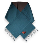 Dolce & Gabbana Blue Green Wool Fringes Wrap Shawl Scarf MS7433
