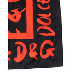 Dolce & Gabbana Black Red Logo Print Cotton Beach Towel MS7445