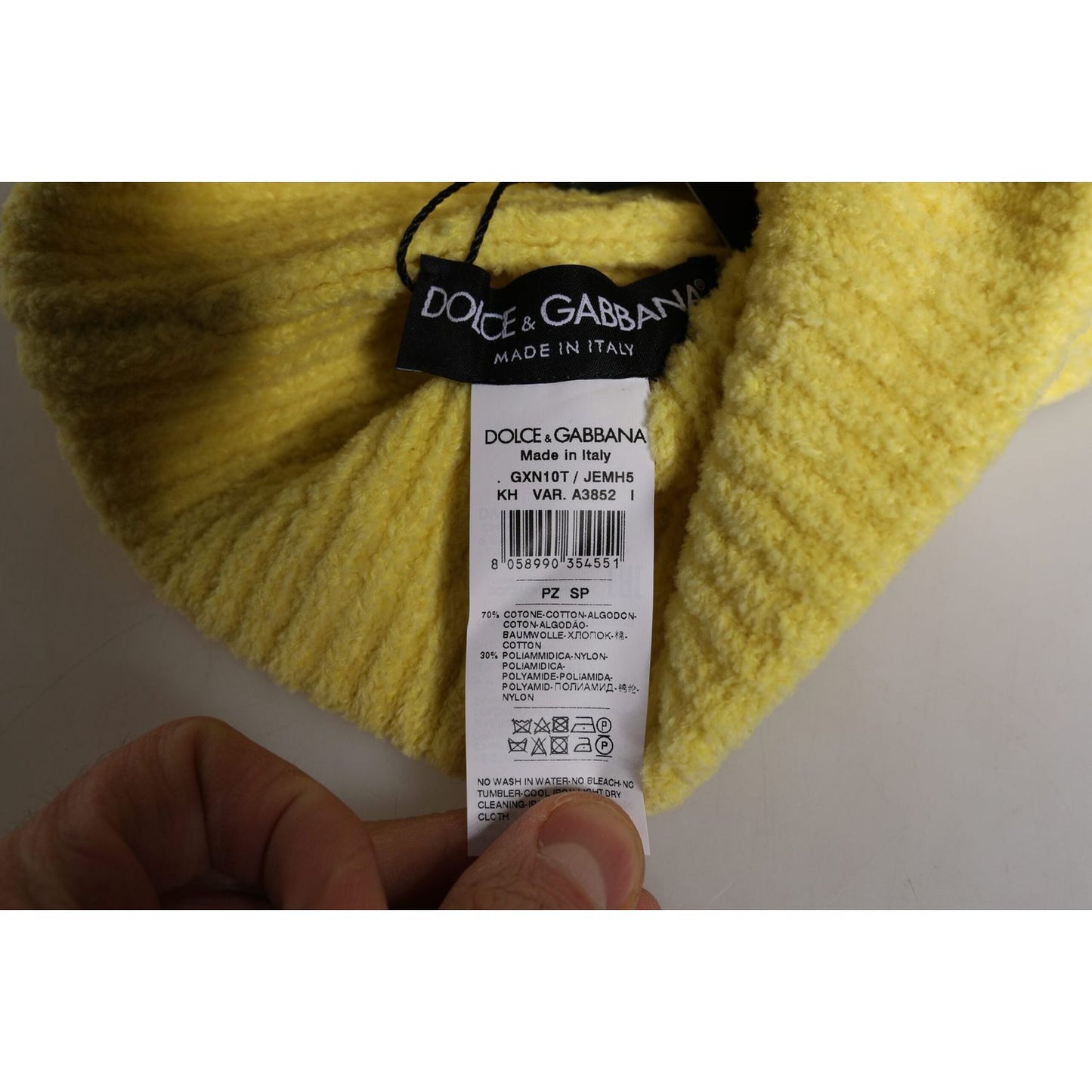 Dolce & Gabbana Yellow Cotton Knitted Winter Beanie Hat HAT9713