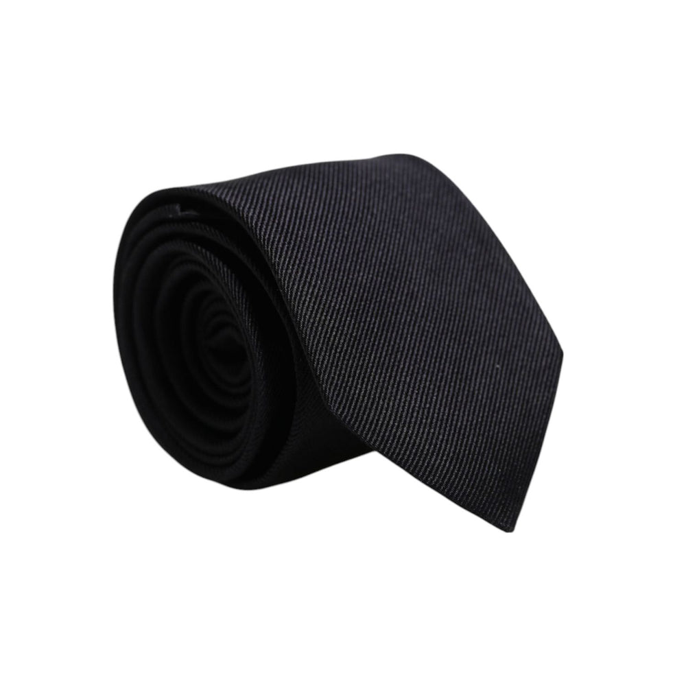 Dolce & Gabbana Black Solid Silk Adjustable Necktie Tie KRA3448