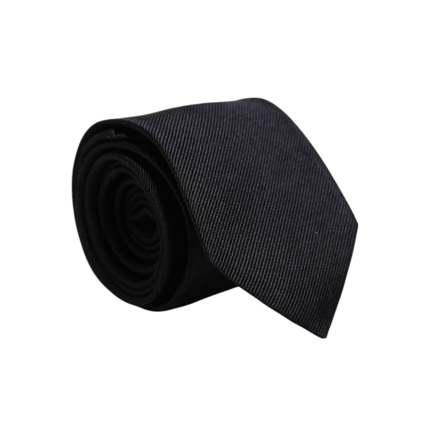 Dolce & Gabbana Black Solid Silk Adjustable Necktie Tie KRA3448