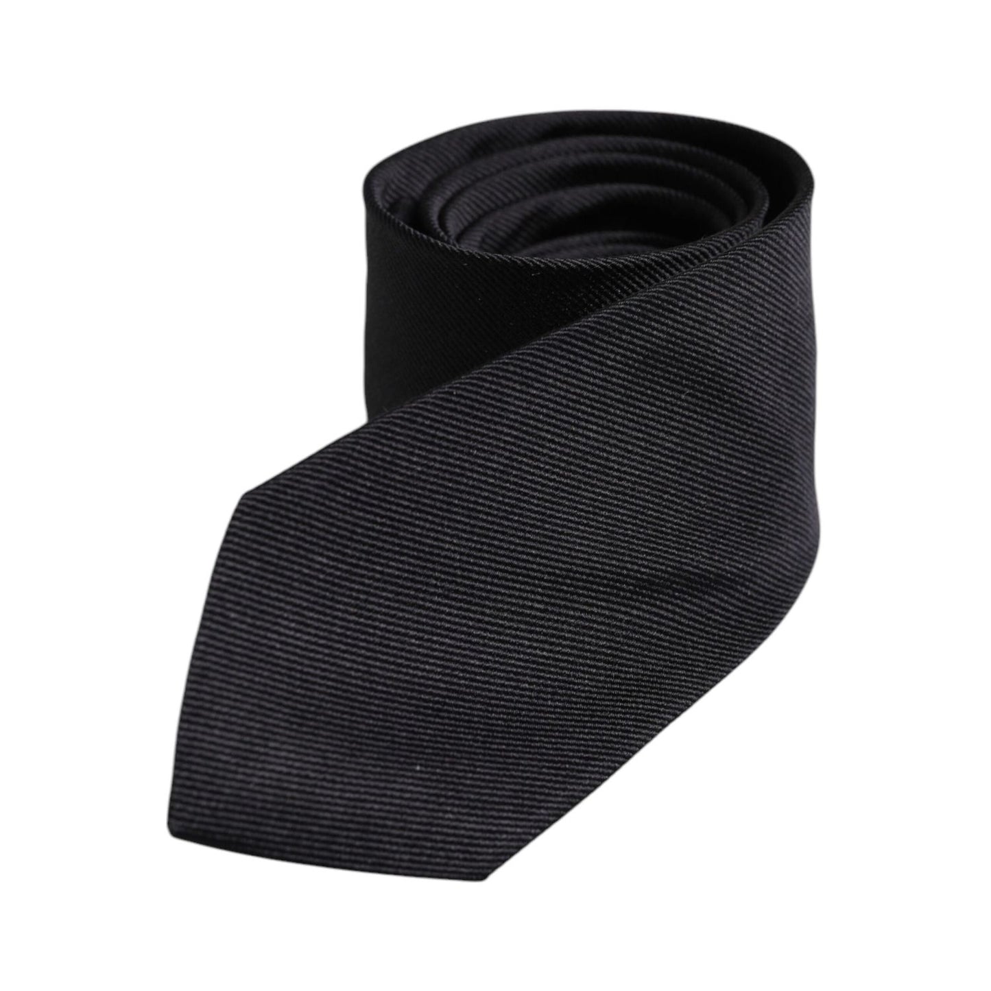 Dolce & Gabbana Black Solid Silk Adjustable Necktie Tie KRA3448