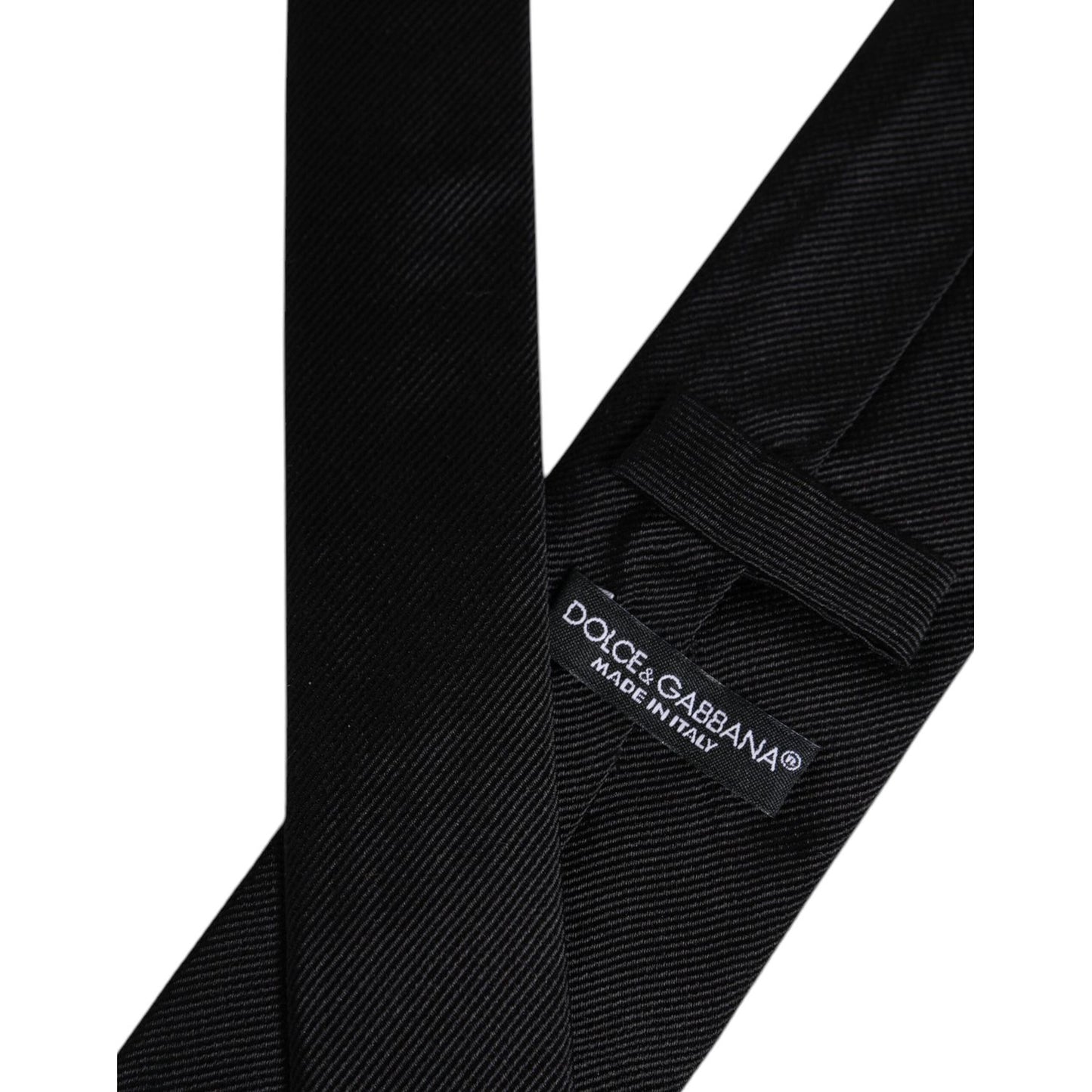 Dolce & Gabbana Black Solid Silk Adjustable Necktie Tie KRA3448