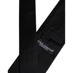 Dolce & Gabbana Black Solid Silk Adjustable Necktie Tie KRA3448