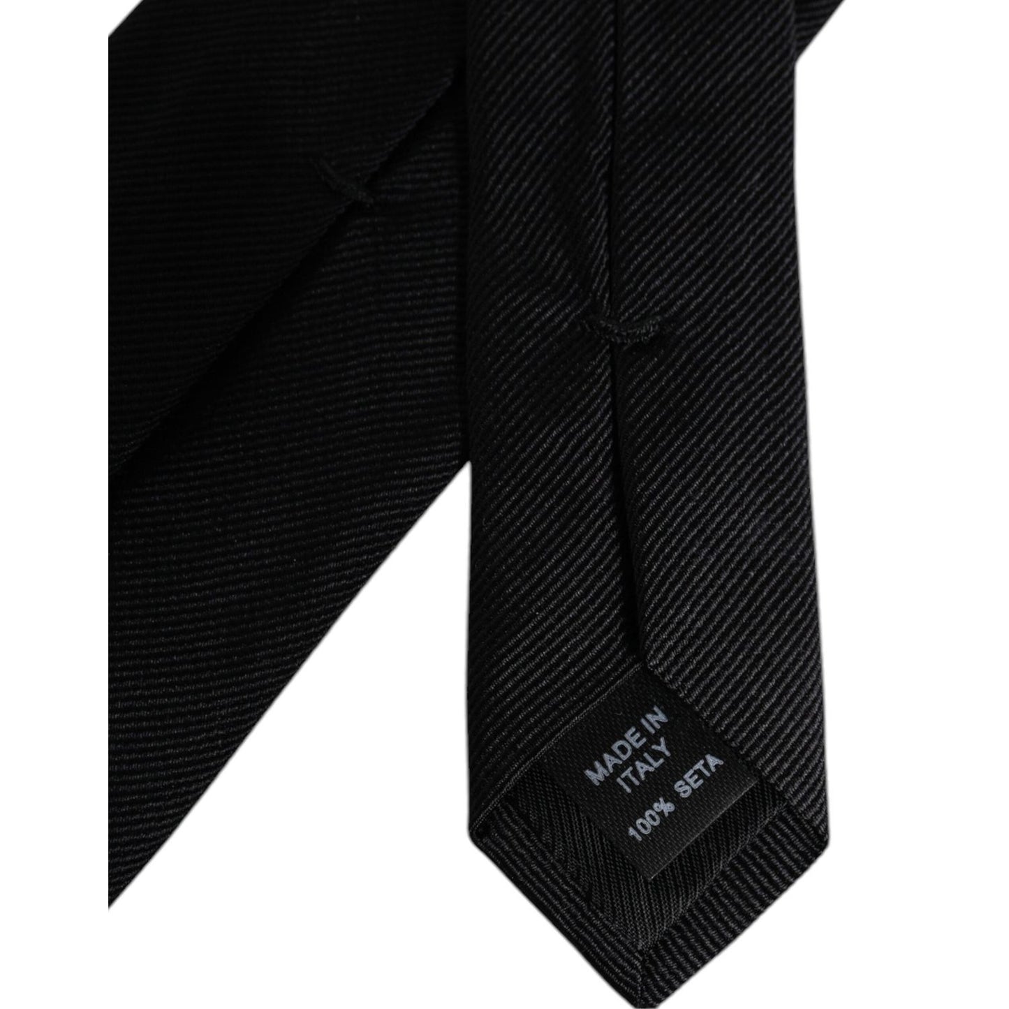 Dolce & Gabbana Black Solid Silk Adjustable Necktie Tie KRA3448