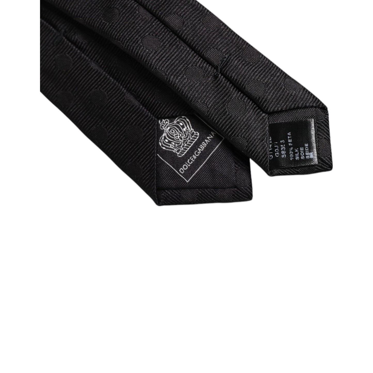 Dolce & Gabbana Black Circles Silk Adjustable Necktie Tie KRA3454