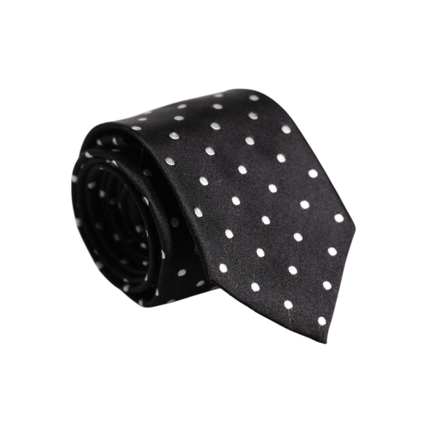 Dolce & Gabbana Black Polka Dots Silk Adjustable Necktie Tie KRA3464