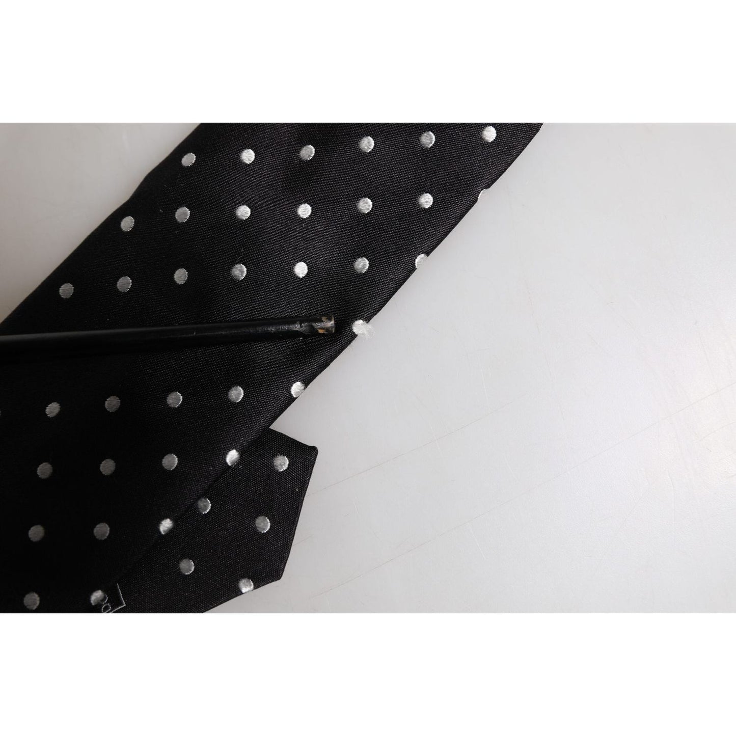 Dolce & Gabbana Black Polka Dots Silk Adjustable Necktie Tie KRA3464