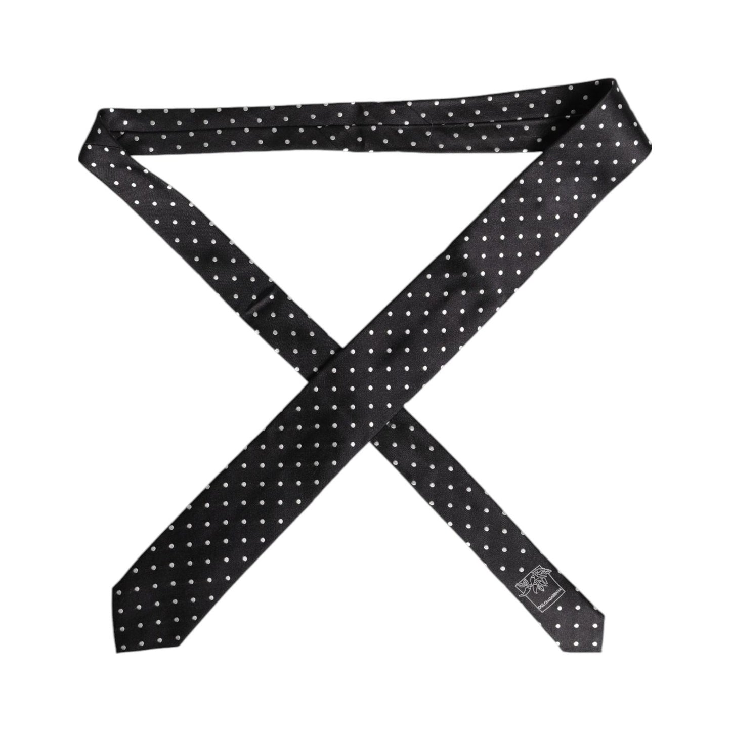 Dolce & Gabbana Black Polka Dots Silk Adjustable Necktie Tie KRA3464