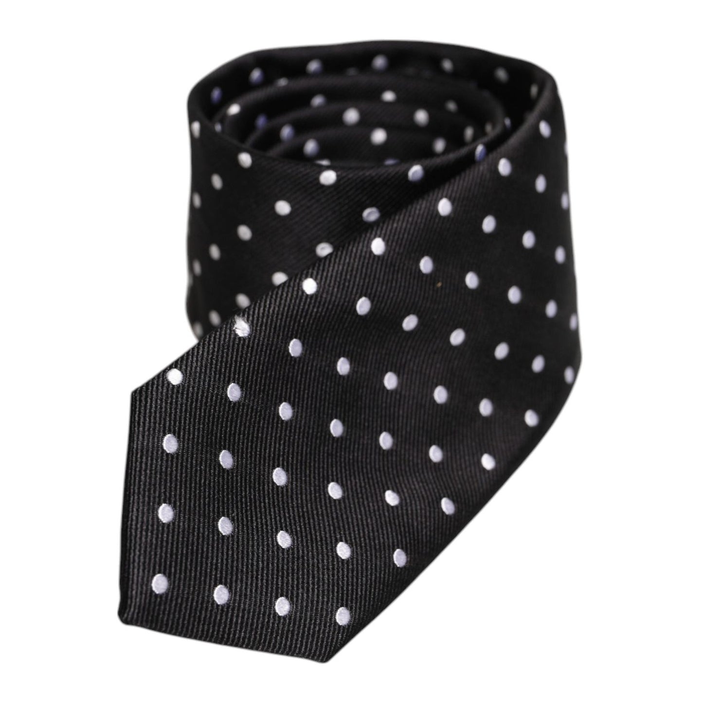 Dolce & Gabbana Black Polka Dots Silk Adjustable Necktie Tie KRA3466