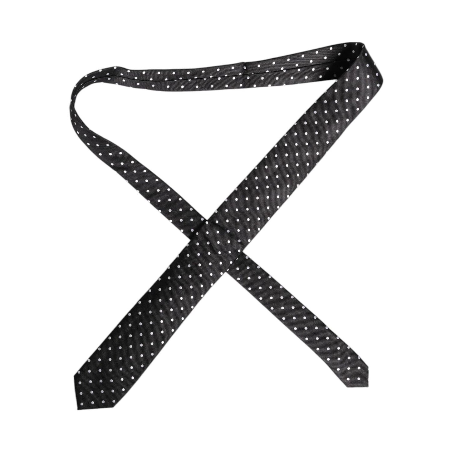 Dolce & Gabbana Black Polka Dots Silk Adjustable Necktie Tie KRA3466