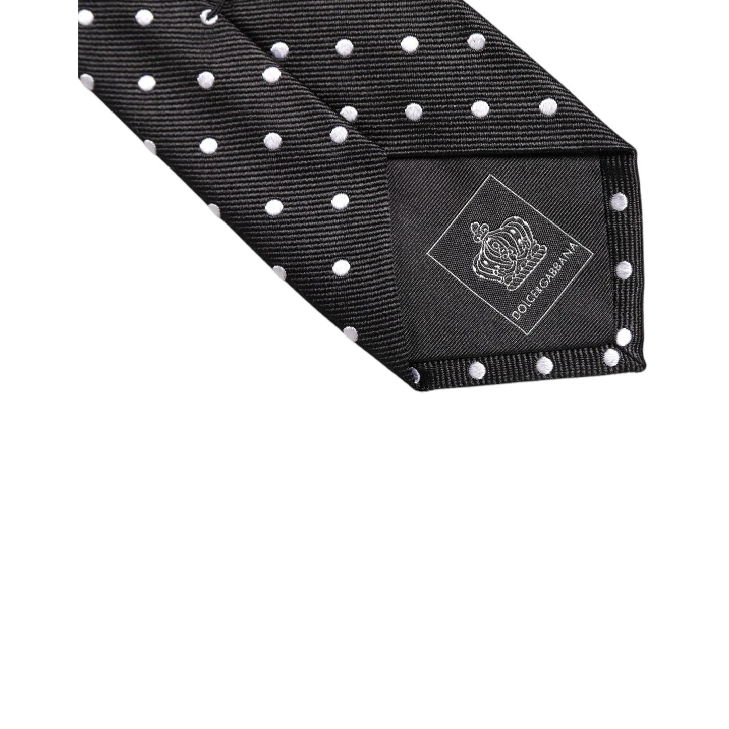Dolce & Gabbana Black Polka Dots Silk Adjustable Necktie Tie KRA3466