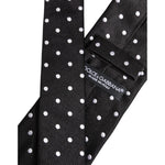Dolce & Gabbana Black Polka Dots Silk Adjustable Necktie Tie KRA3466