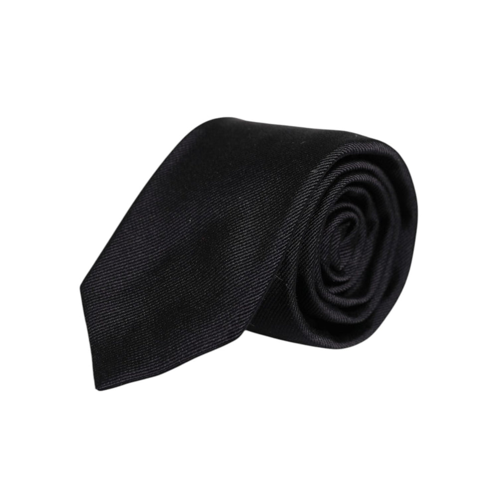 Dolce & Gabbana Black Solid Silk Adjustable Necktie Tie KRA3469