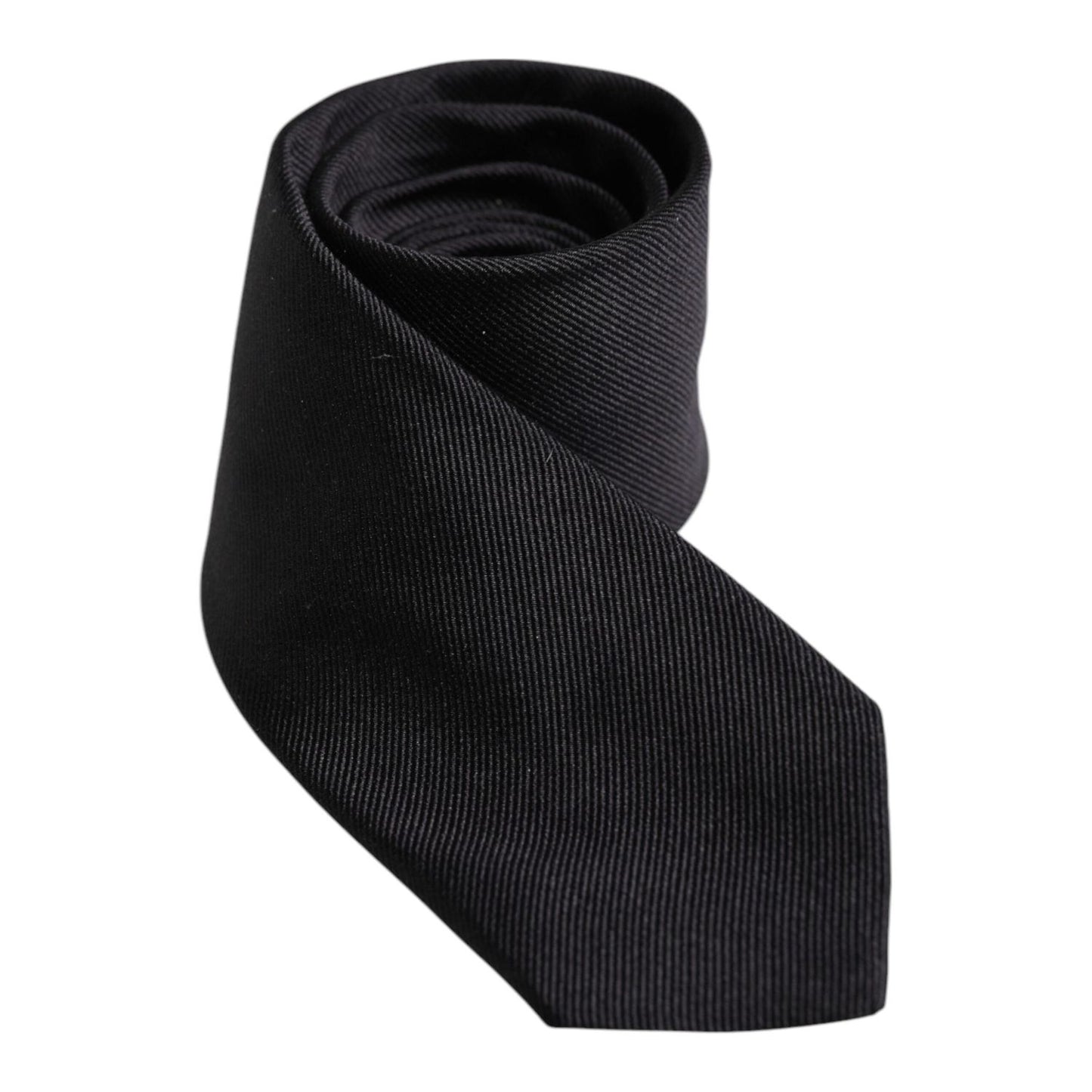 Dolce & Gabbana Black Solid Silk Adjustable Necktie Tie KRA3469