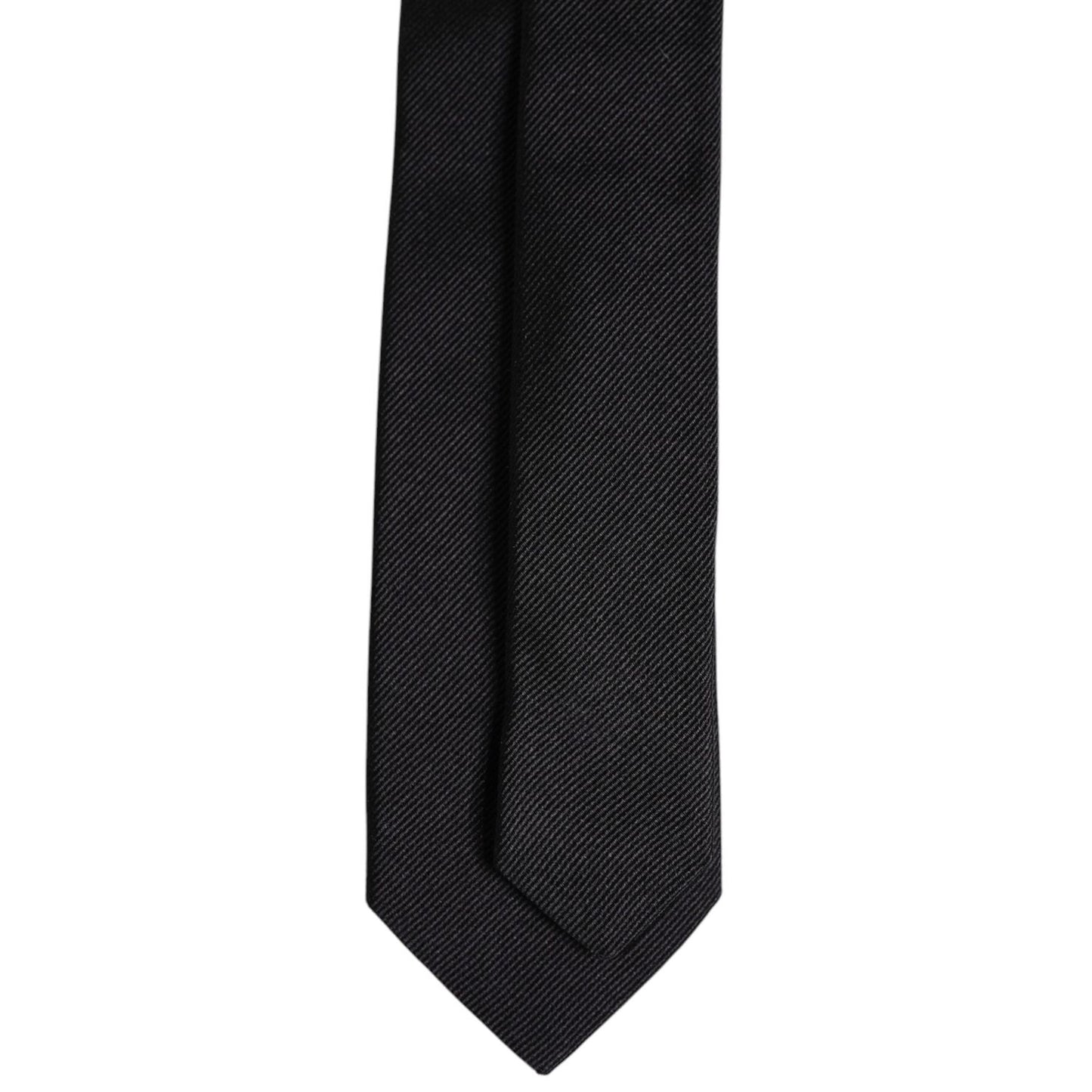 Dolce & Gabbana Black Solid Silk Adjustable Necktie Tie KRA3469