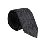 Dolce & Gabbana Black Gray Flower Print Adjustable Necktie Tie KRA3470