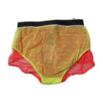 Dolce & Gabbana Red Yellow Tulle Mid Waist Panty Underwear