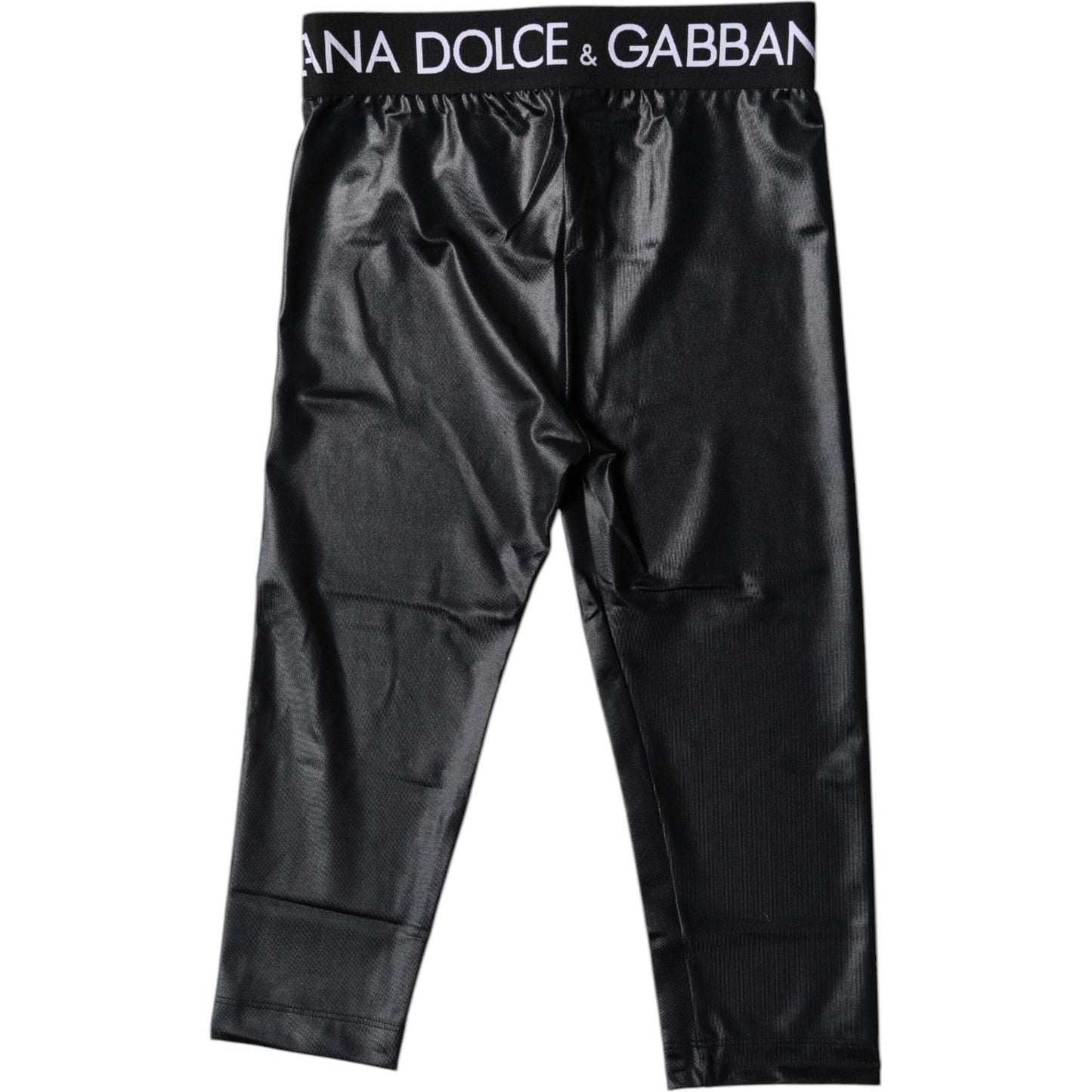 Dolce & Gabbana Black Logo Nylon Cropped Tights Pants Underwear