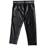 Dolce & Gabbana Black Logo Nylon Cropped Tights Pants Underwear