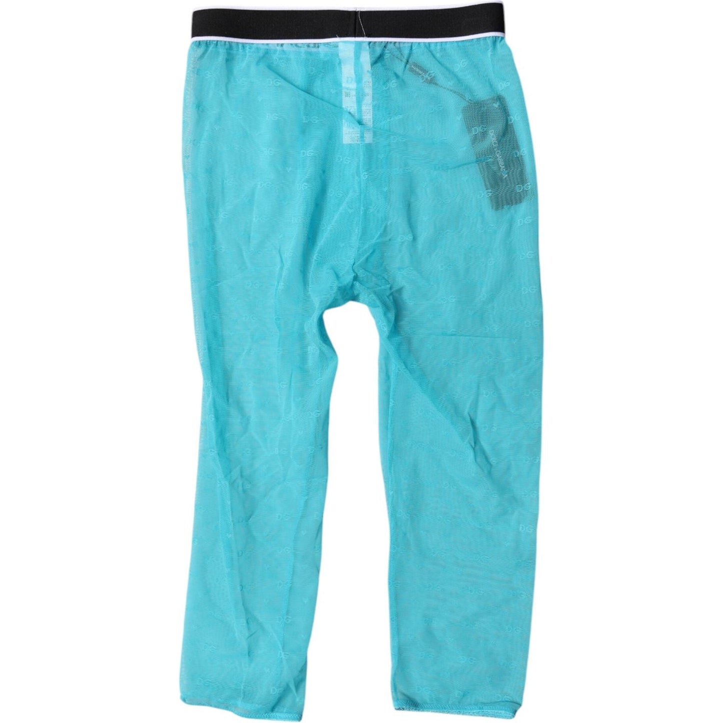 Dolce & Gabbana Light Blue DG Logo Nylon Cropped Tights Underwear