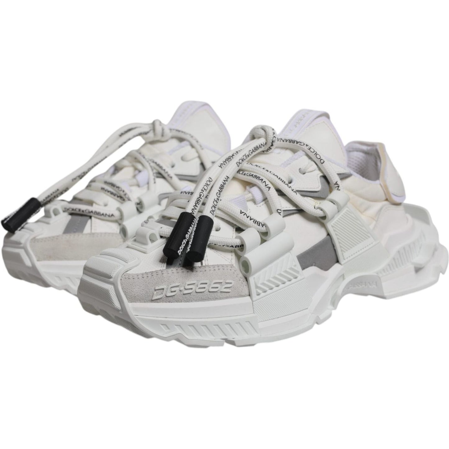 Dolce & Gabbana White Nylon Low Top Space Men Sneakers Shoes MV7188-39