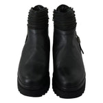 Ovyé Black Leather Zipper Ankle Boots Shoes LA8410-36
