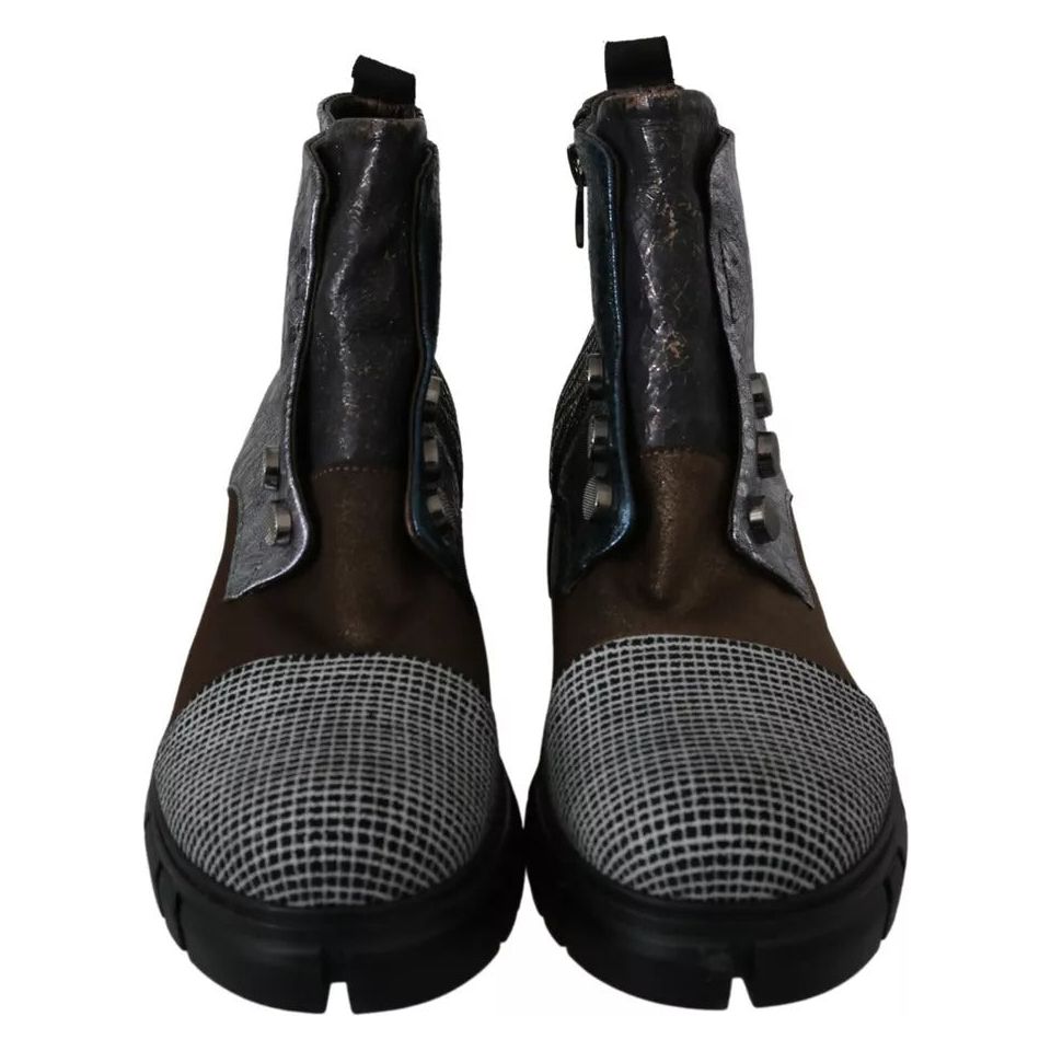 EBARRITO Multicolor Leather Suede Zipper Ankle Boots Shoes LA8412-39
