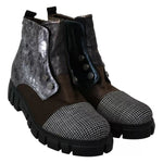 EBARRITO Multicolor Leather Suede Zipper Ankle Boots Shoes LA8412-39