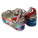 EBARRITO Multicolor Leather Ankle Strap Wedge Heel Sandals Shoes LA8418-40