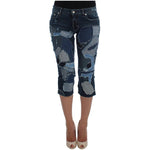 Dolce & Gabbana Stretch Blue Patchwork Jeans Shorts SIG20531-1