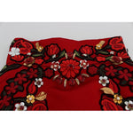 Dolce & Gabbana Red Silk Crystal Roses Shorts SIG20115-1
