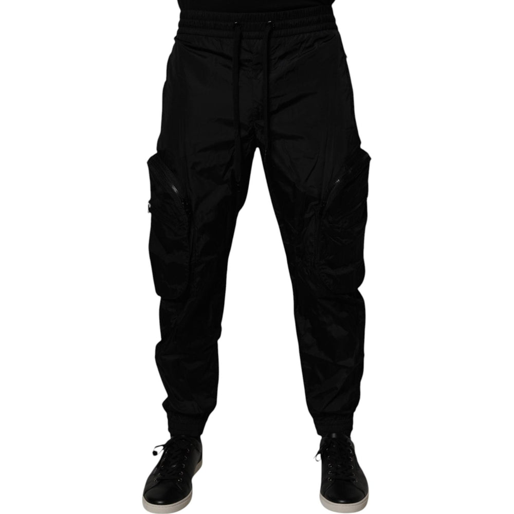 Dolce & Gabbana Black Nylon Cargo Jogger Men Sweatpants Pants PAN75205-48