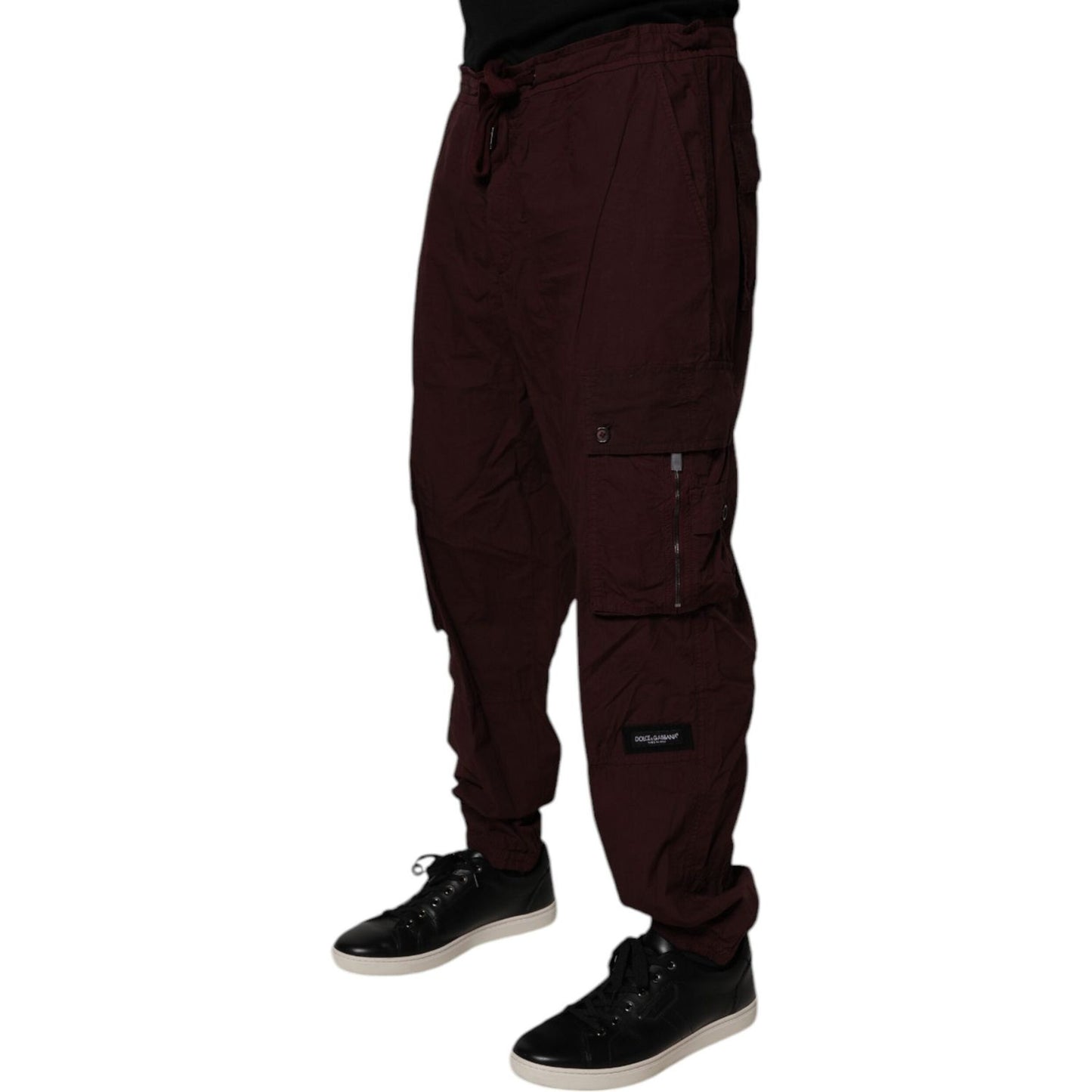 Dolce & Gabbana Maroon Cotton Cargo Jogger Sweatpants Pants PAN75208-52